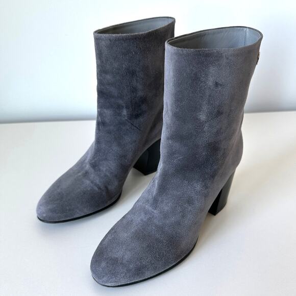CHANEL Grey Suede Calfskin Short Boots IT 36.5 - Picture 4 of 16